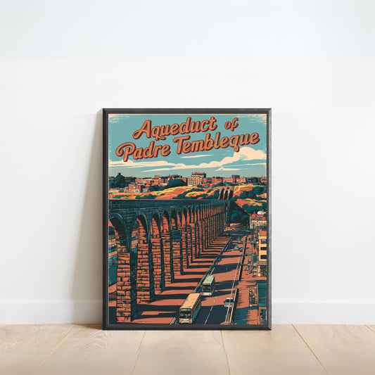 Aqueduct of Padre Tembleque Vintage Travel Poster