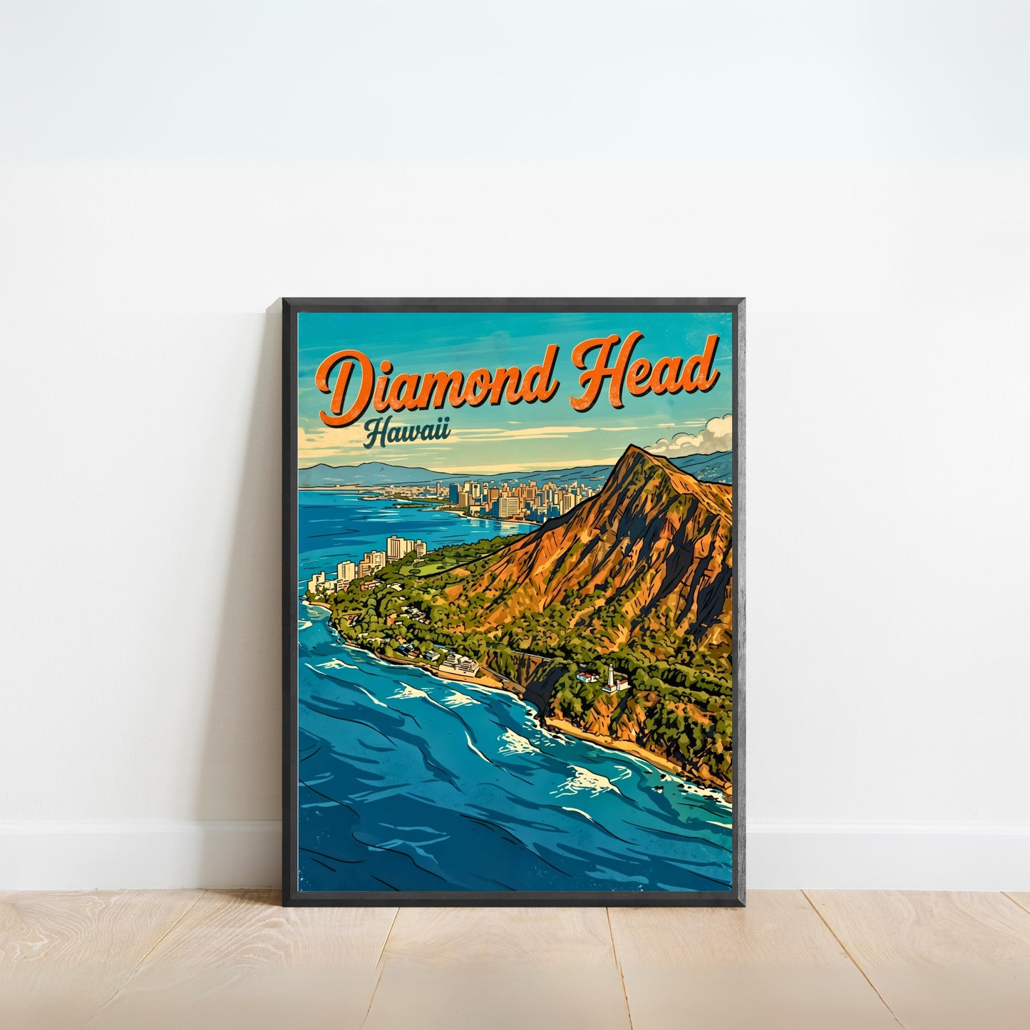 Diamond Head Vintage Travel Poster - Majesty of Hawaii