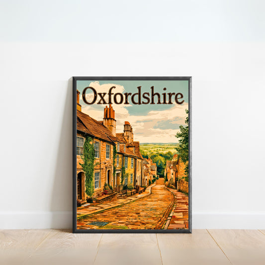 Oxfordshire Vintage Travel Poster - Captivating Countryside Street
