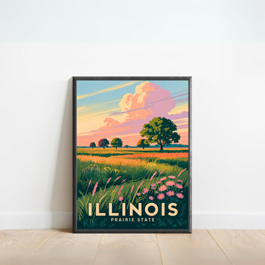 Illinois Vintage Travel Poster -  Land of the Prairie