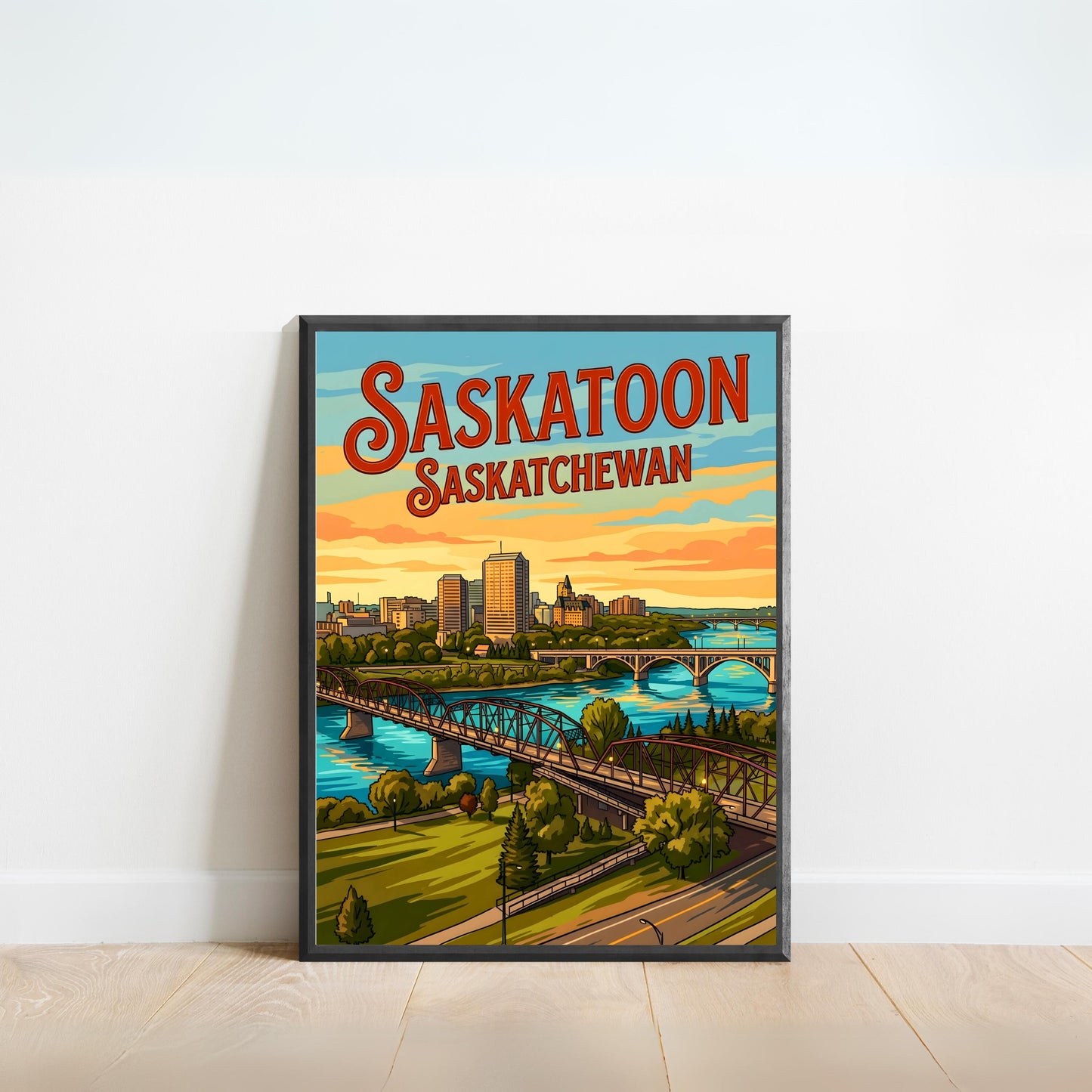 Saskatoon Vintage Travel Poster - Late Afternoon Vibe