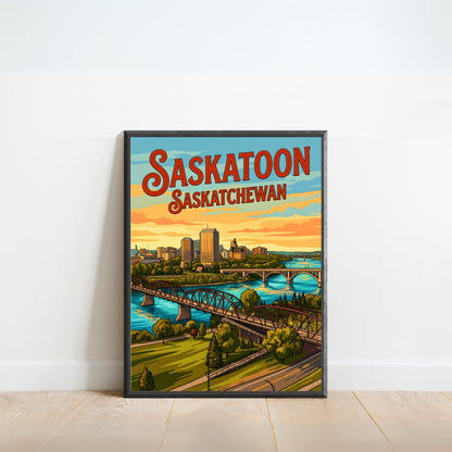 Saskatoon Vintage Travel Poster - Late Afternoon Vibe