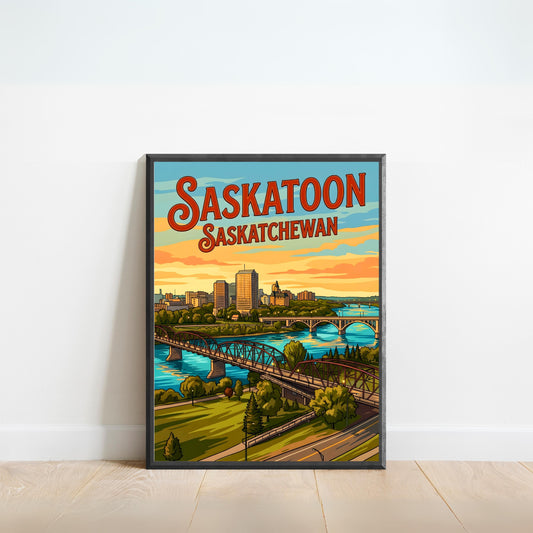 Saskatoon Vintage Travel Poster - Late Afternoon Vibe