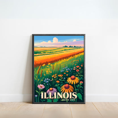 Illinois Vintage Travel Poster - The Prairie State Beauty