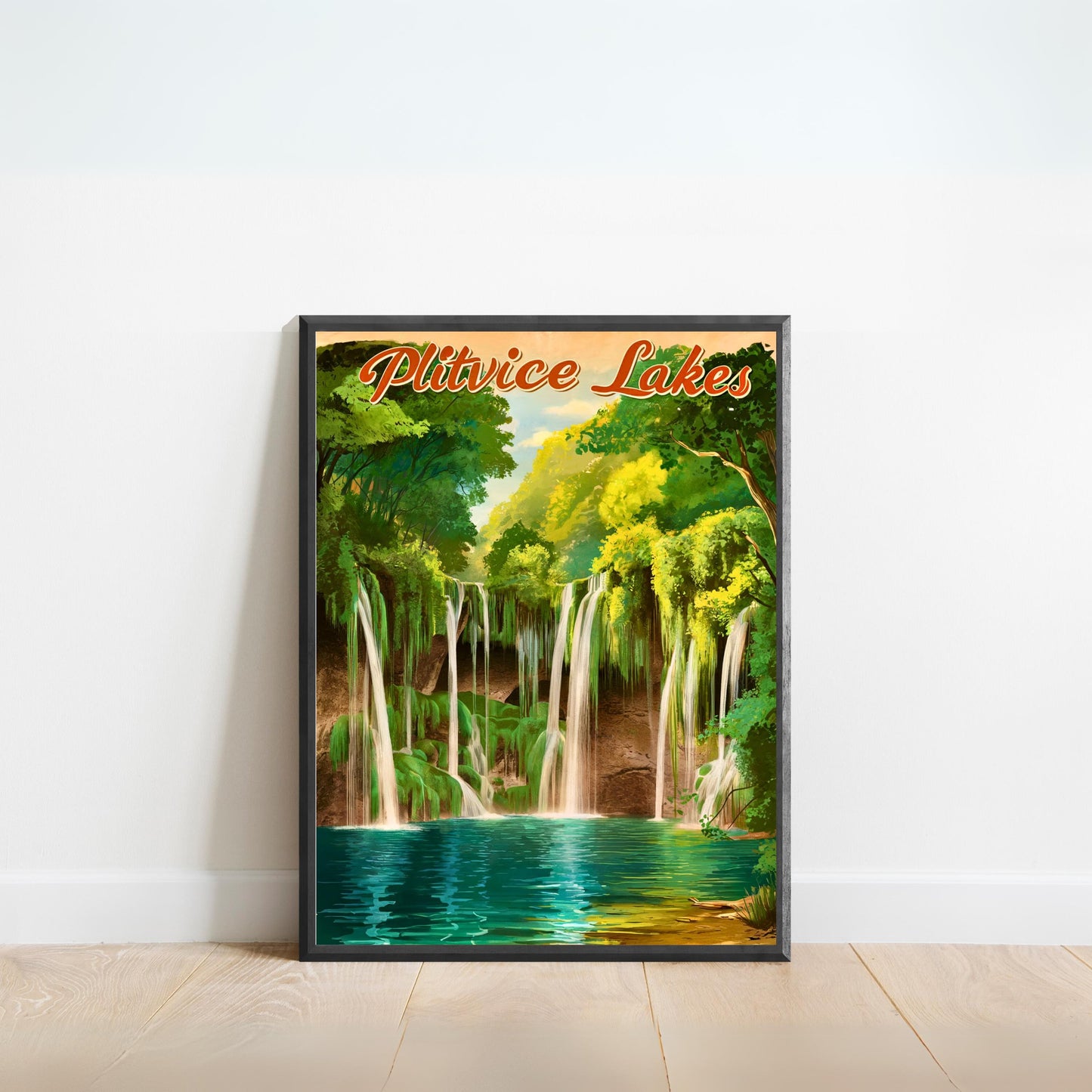 Plitvice Lakes Vintage Travel Poster