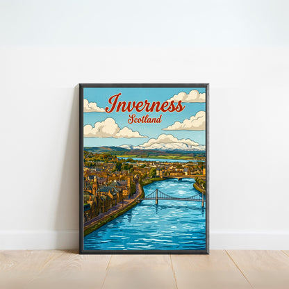 Inverness Vintage Travel Poster - Aerial View
