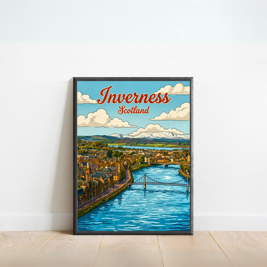 Inverness Vintage Travel Poster - Aerial View