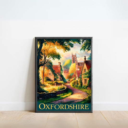 Oxfordshire Vintage Travel Poster - England Countryside