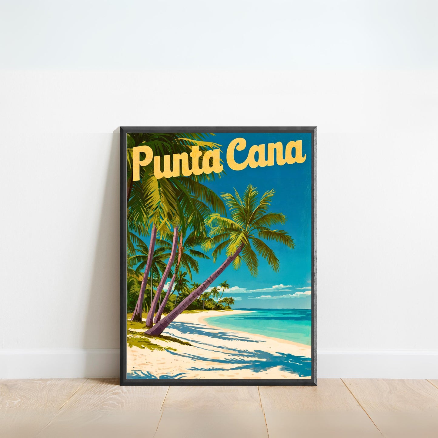 Punta Cana Vintage Travel Poster - Relaxing White Sandy Beach in Dominica Republic