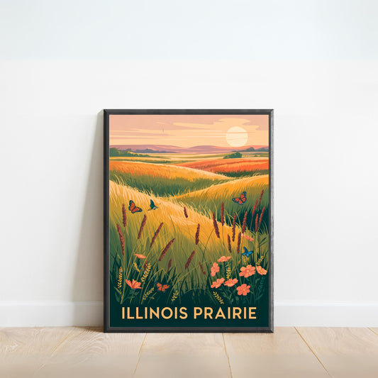 Illinois Vintage Travel Poster -  Prairie State