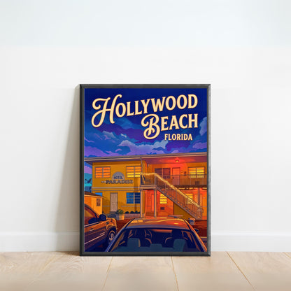 Hollywood Beach Vintage Travel Poster - Florida Beach Hotel