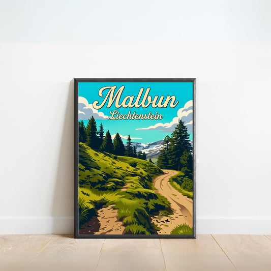 Malbun Vintage Travel Poster - Hiking View