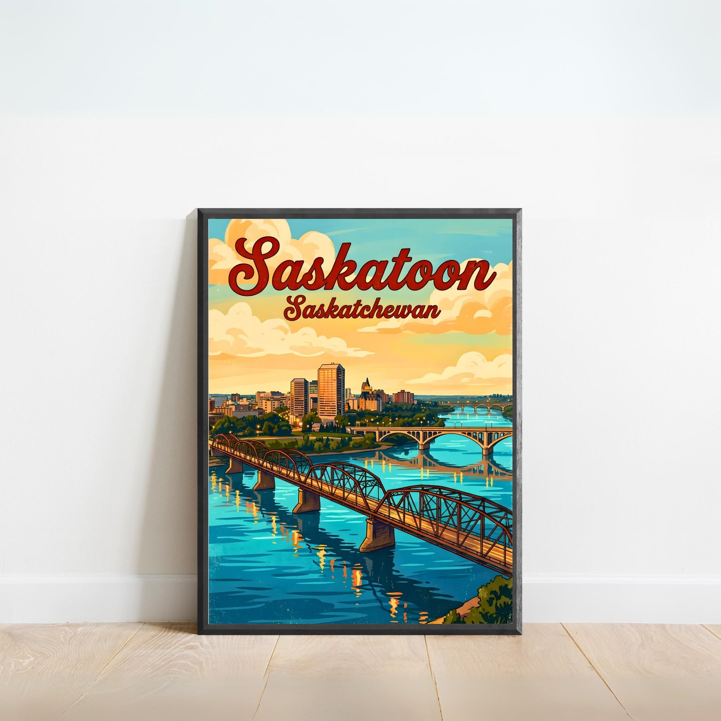 Saskatoon Vintage Travel Poster - Cityscape