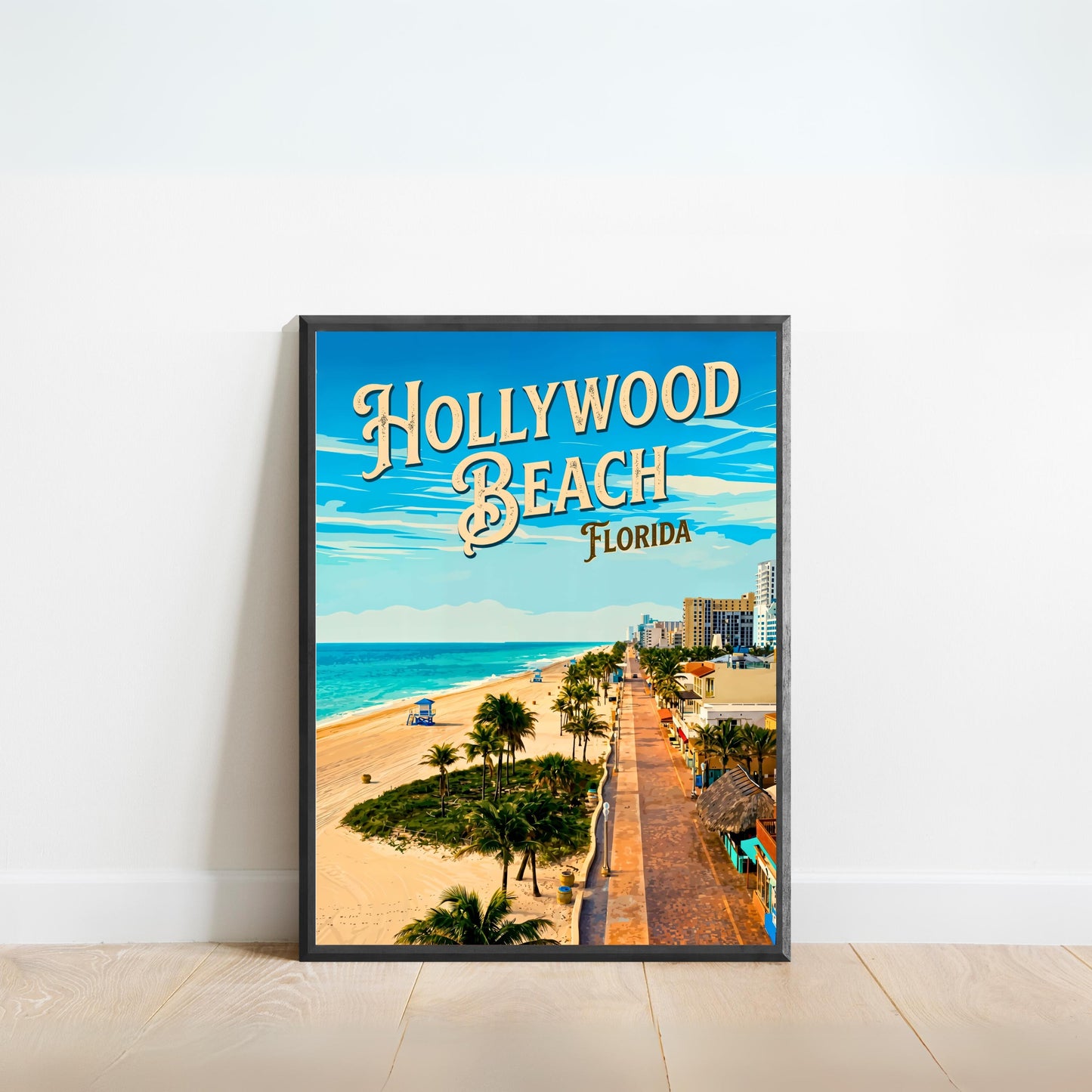 Hollywood Beach Vintage Travel Poster - the Atlantic Shore Florida