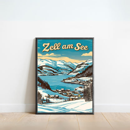 Zell am See Vintage Travel Poster - Winter Wonderland of the Alps