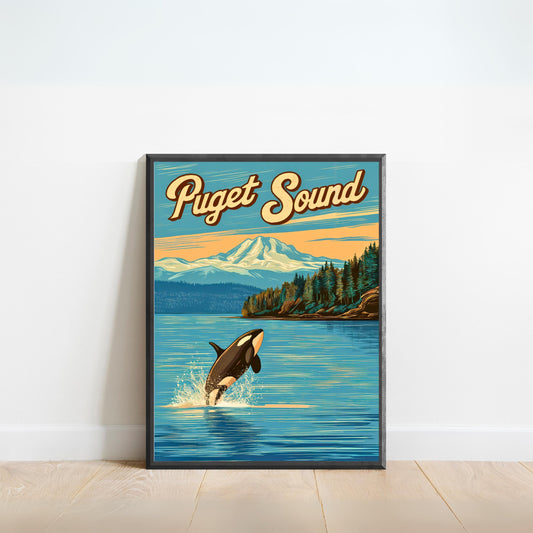 Puget Sound Vintage Travel Poster