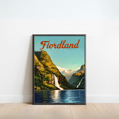 Fiordland Vintage Travel Poster