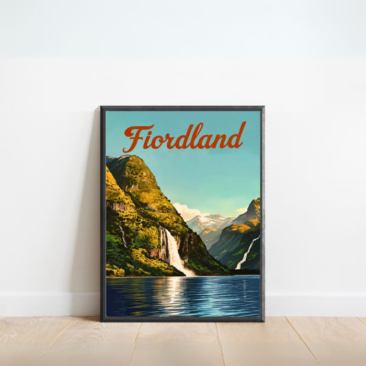 Fiordland Vintage Travel Poster