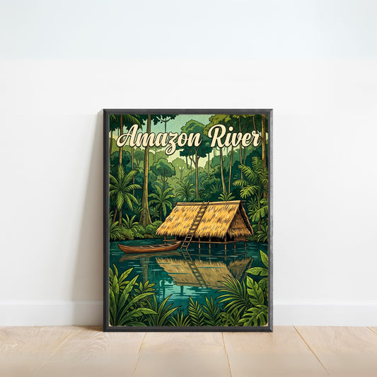 Amazon River Vintage Travel Poster - Riverside Retreat