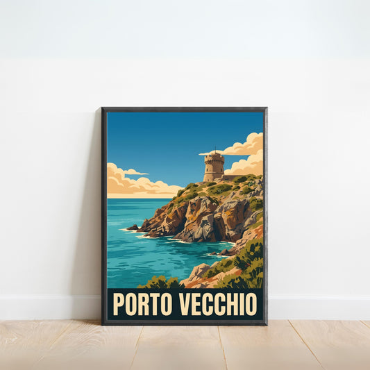 Porto Vecchio Vintage Travel Poster - Seaside Serenity