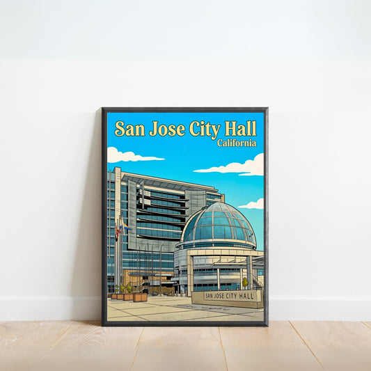 San Jose City Hall Vintage Travel Poster - Downtown  Landmark