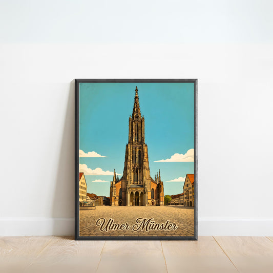 Ulmer Münster Vintage Travel Poster - Germany’s Gothic Icon