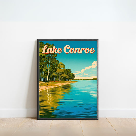 Lake Conroe Vintage Travel Poster
