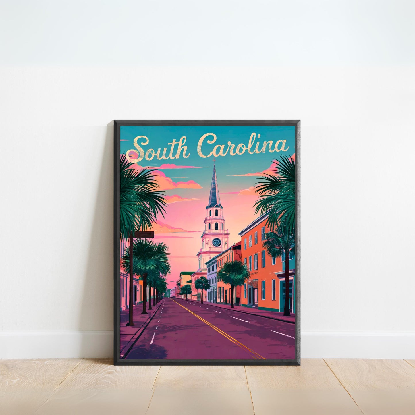 South Carolina Vintage Travel Poster  - Lowcountry Escape