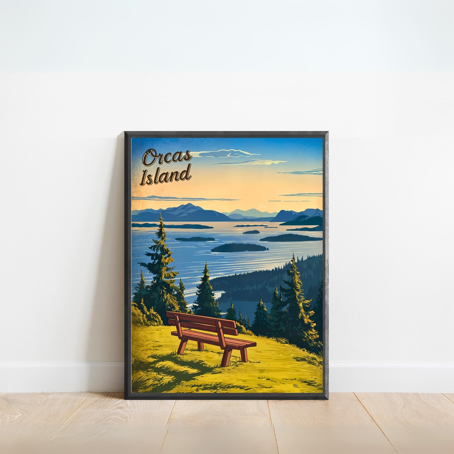 Orcas Island Vintage Travel Poster -  Home of the Whales