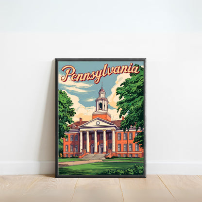 Pennsylvania, State College Vintage Travel Poster - Penn State Pride