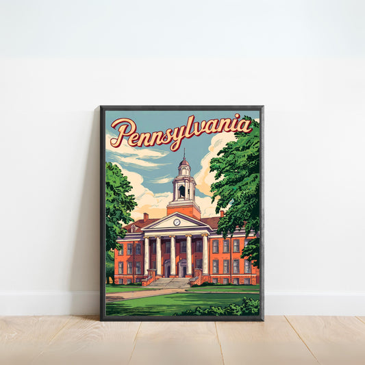 Pennsylvania, State College Vintage Travel Poster - Penn State Pride