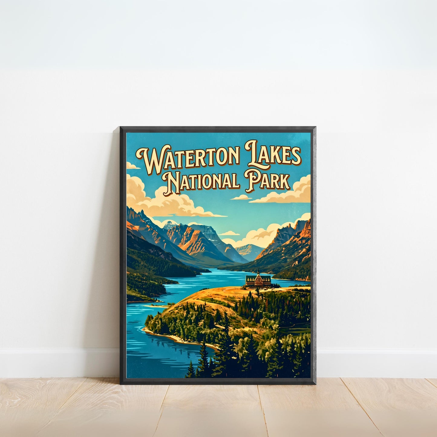 Waterton Lakes National Park Vintage Travel Poster- Northern Wilderness Escape
