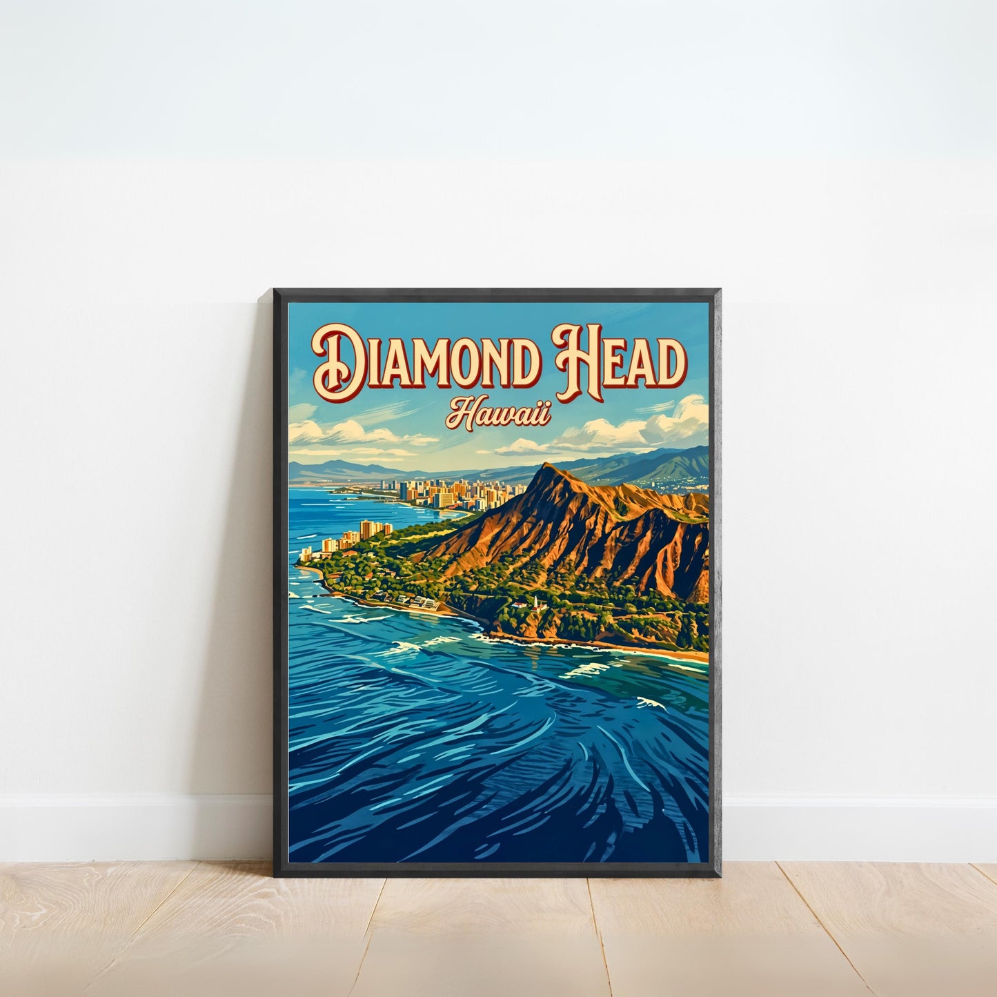 Diamond Head Vintage Travel Poster - National Landmark