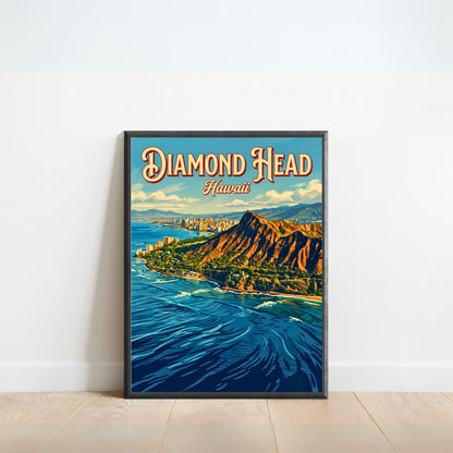 Diamond Head Vintage Travel Poster - National Landmark