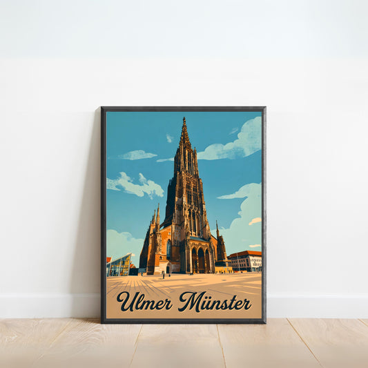 Ulmer Münster Vintage Travel Poster - Majestic Church