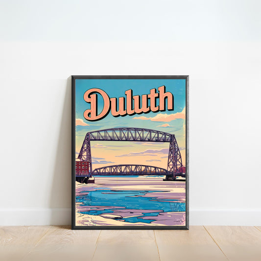Duluth Vintage Travel Poster - Iconic Bridge