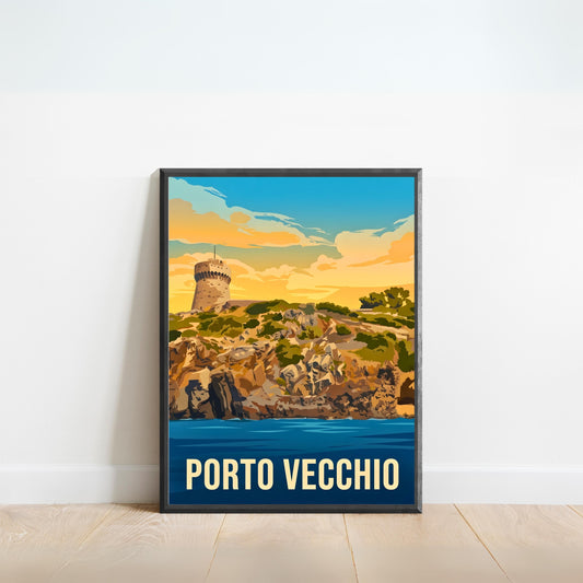 Porto Vecchio Vintage Travel Poster - Hidden Mediterranean Gem
