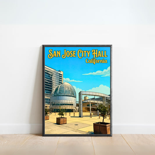 San Jose City Hall Vintage Travel Poster - California Civic Landmark
