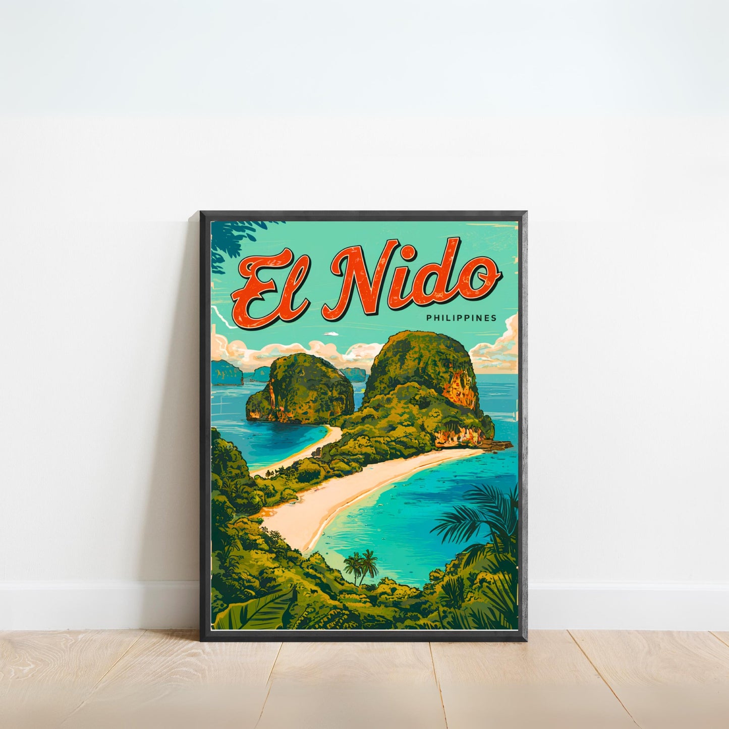 El Nido Vintage Travel Poster - Mountain Views