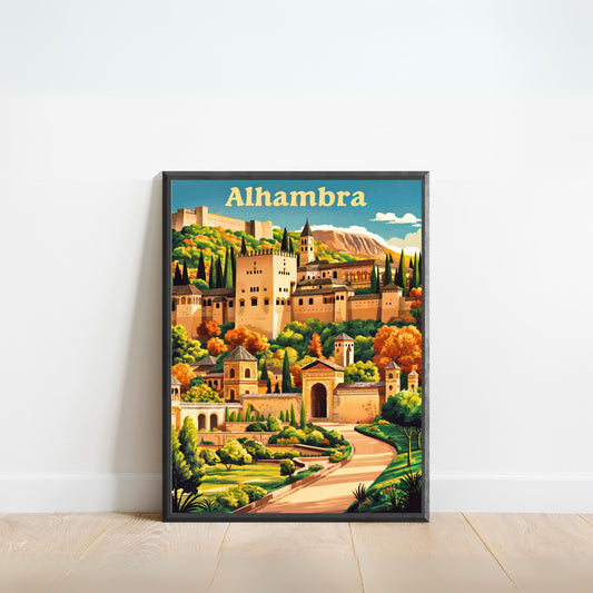 Alhambra Vintage Travel Poster - Timeless Charm of Spain