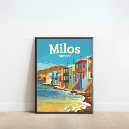 Milos Vintage Travel Poster