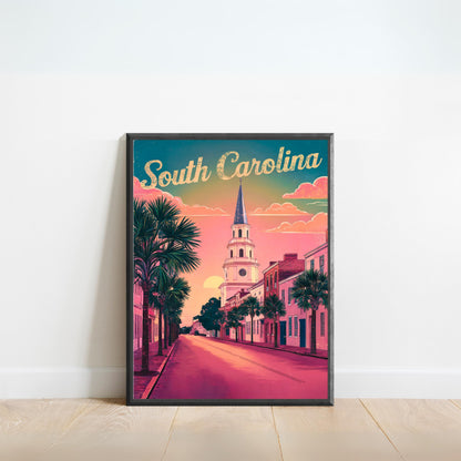 South Carolina Vintage Travel Poster  - Historic Street
