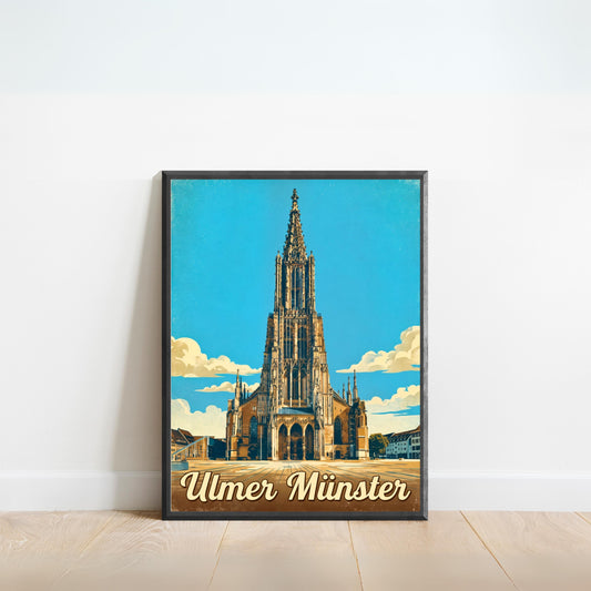 Ulmer Münster Vintage Travel Poster - Gothic Glory of Ulm
