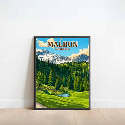 Malbun Vintage Travel Poster - Alpine Horizon