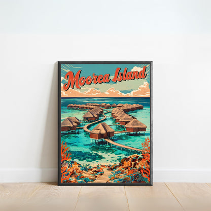 Moorea Island Vintage Travel Poster - Beautiful Vacation Spot