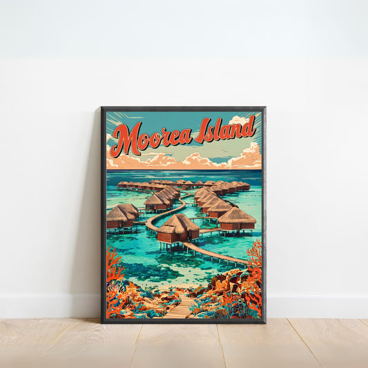 Moorea Island Vintage Travel Poster - Beautiful Vacation Spot