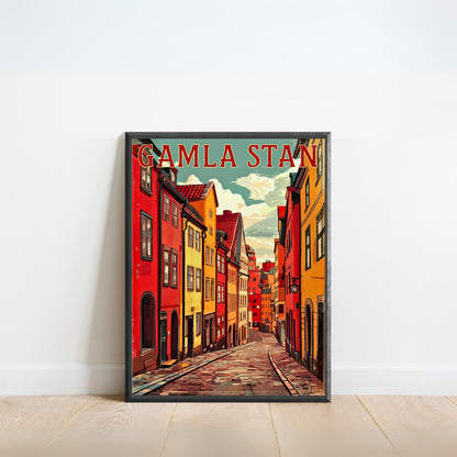 Gamla Stan Vintage Travel Poster - Explore the Narrow Street of Stockholm