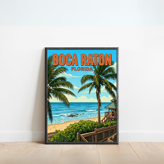 Boca Raton Vintage Travel Poster - Florida’s Elegant Shore