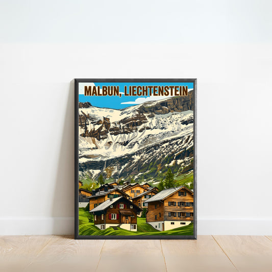 Malbun Vintage Travel Poster - Stunning Mountain in Liechtenstein