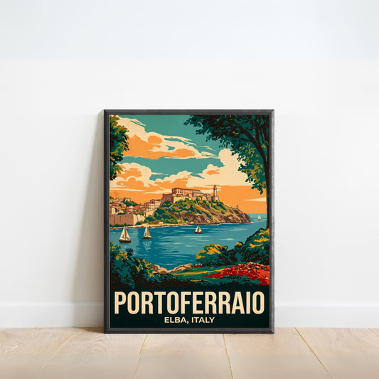 Portoferraio Vintage Travel Poster  - Fortress by the Sea